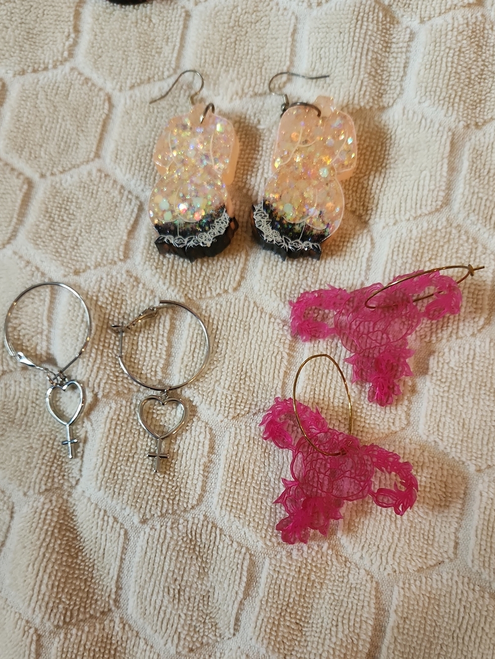 Woman Feminist Earrings 4 Piece Earring Lot